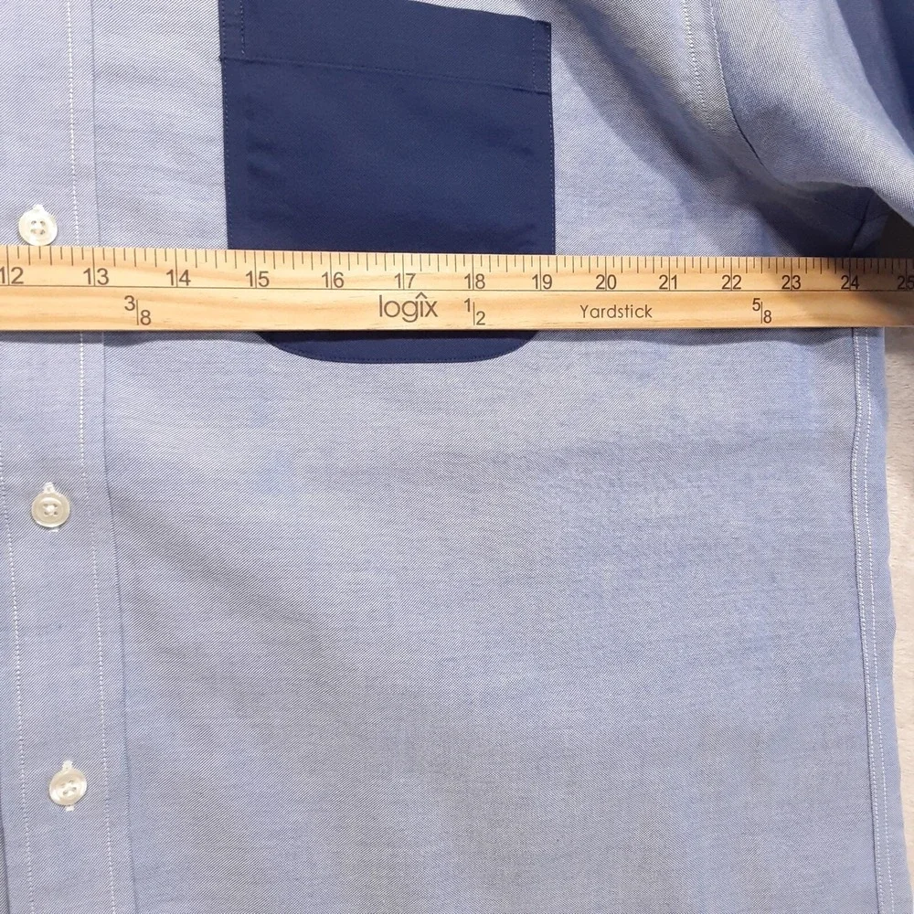 Brooks Brothers 346 Mens Duo Tone Short Sleeve Button Shirt Sz.Large/Light Blue - Picture 6 of 8